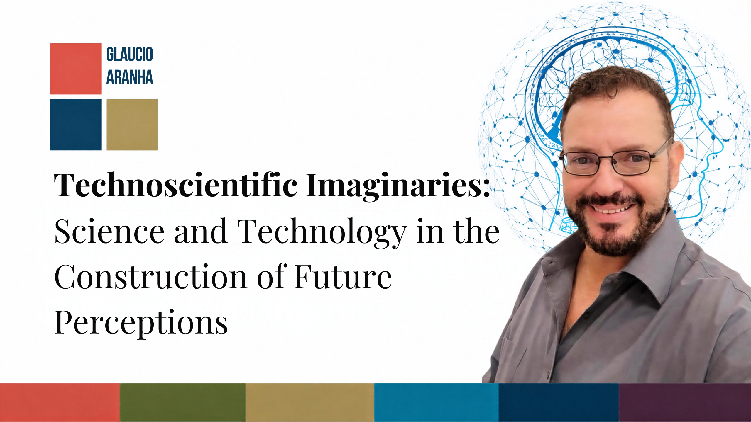 Black-and-white conceptual composition about technoscientific imaginaries, linking science, technology, and perceptions of the future.